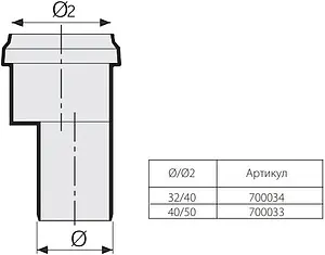 Патрубок переходной длинный внутренний D=40x50мм Sinikon 700033 Патрубок переходной длинный внутренний D=40x50мм Sinikon 700033, 2