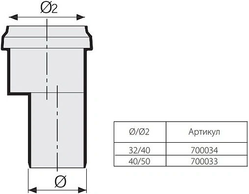 Патрубок переходной длинный внутренний D=40x50мм Sinikon 700033 Патрубок переходной длинный внутренний D=40x50мм Sinikon 700033
