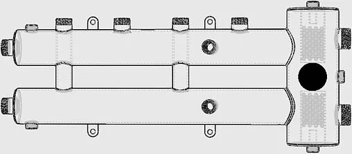Распределительный коллектор 3 контура с гидрострелкой 1¼&quot;н x 1&quot;н Север-R-М2+1(Aisi) 1955026