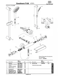 Душевая стойка с термостатом Ideal Standard Ceratherm T100 хром A7235AA Душевая стойка с термостатом Ideal Standard Ceratherm T100 хром A7235AA, 3