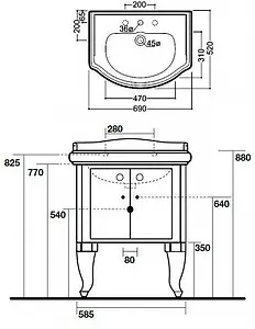 Тумба под умывальник напольная Kerasan Retro 69 белый 7361K5 Тумба под умывальник напольная Kerasan Retro 69 белый 7361K5, 2