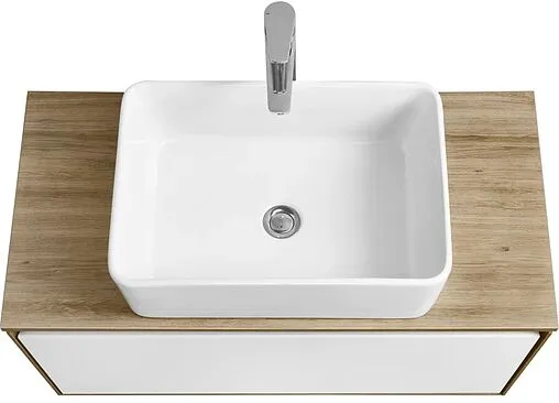 Тумба-умывальник подвесная Aquaton Либерти 90 дуб эльвезия/белый глянец 1A2799K1LYC70