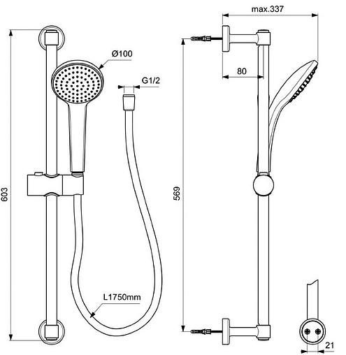 Душевая стойка Ideal Standard Idealrain чёрный матовый BD142XG