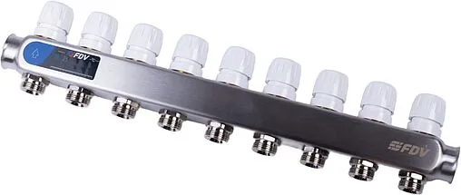 Группа коллекторная с расходомерами 9 отводов 1&quot;в/в x ¾&quot;ек FDV S1101A-1/9