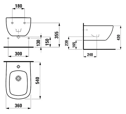Биде подвесное Laufen Palomba белый 8.3080.1.000.304.1