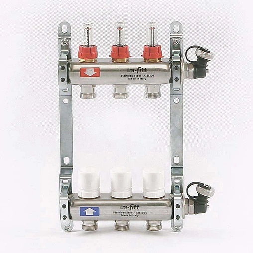 Группа коллекторная с расходомерами 3 отвода 1&quot;в/в x ¾&quot;ек Uni-fitt 450I4303