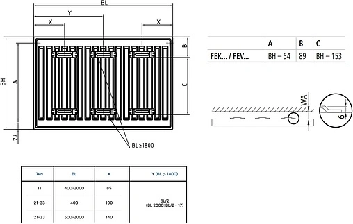 Радиатор стальной панельный Brugman Profil-K тип 11 300 x 1000 мм FEK110301001NBY