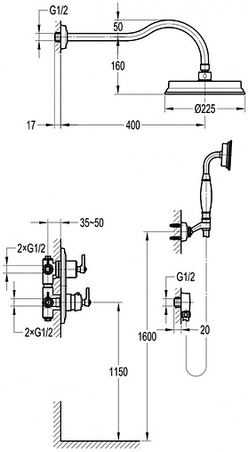 Душевая система с термостатом для душа Swedbe Terracotta Art терракотовый 2520