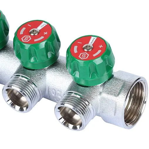 Коллектор регулирующий проходной 3 отвода 1&quot;в/н x ¾&quot;ек Stout SMB-6850-013403