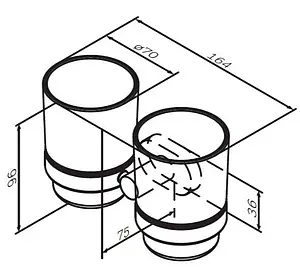 Стакан двойной Am.Pm Sense L хром A74343400 Стакан двойной Am.Pm Sense L хром A74343400, 2