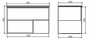 Тумба-умывальник подвесная Comforty Франкфурт 75 дуб шоколадно-коричневый/чёрный 00-00000889CF, 2