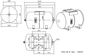 Гидроаккумулятор Reflex HW 25л 10 бар 7200310, 2