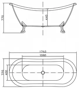 Ванна акриловая отдельностоящая Swedbe Vita 171x75 8819GO, 2