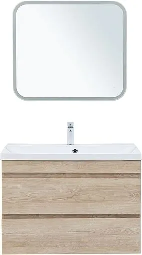Тумба-умывальник подвесная Aquanet Нота New 90 дуб светлый 00334199+00204119