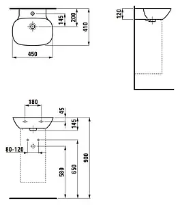 Раковина Laufen Ino 45 белый 8.1530.1.000.104.1 Раковина Laufen Ino 45 белый 8.1530.1.000.104.1, 2