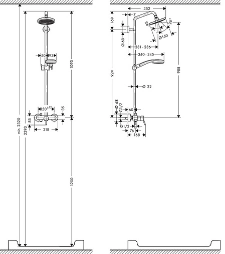 Душевая система со смесителем для душа Hansgrohe Croma 160 1jet хром 27154000