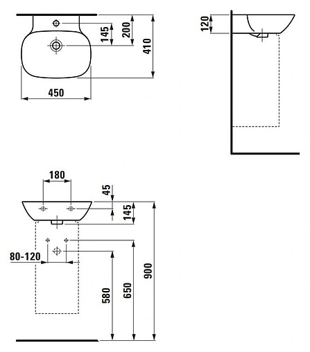 Раковина Laufen Ino 45 белый 8.1530.1.000.104.1
