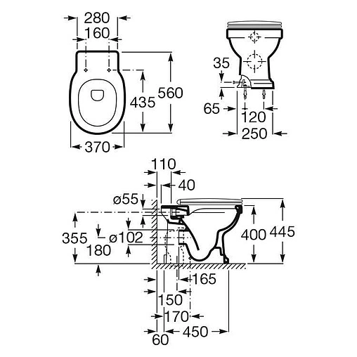 Унитаз приставной безободковый Roca Carmen Rimless белый 3440A9000