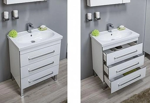 Тумба-умывальник напольная Aquanet Сиена 70 белый 00189225+00185343