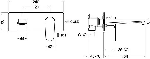 Смеситель для раковины из стены Aquatek Оберон хром AQ1213CR