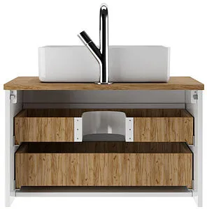 Тумба-умывальник подвесной Домино Senator 70 белый/дуб вотан DS4301T+641945, 5