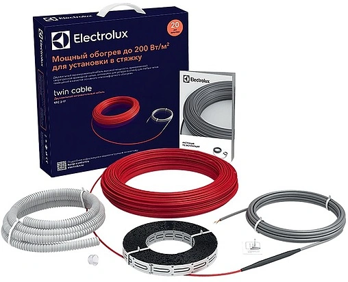 Теплый пол (нагревательный кабель) Electrolux Twin cable 500Вт 2,5 - 4,2м² ETC 2-17-500