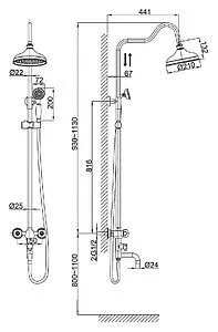 Душевая система со смесителем для ванны D&K Hessen.Kassel хром DA1424701D08 Душевая система со смесителем для ванны D&K Hessen.Kassel хром DA1424701D08, 2