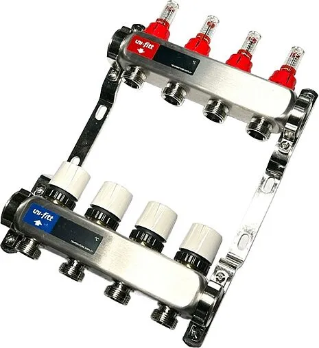 Группа коллекторная с расходомерами 3 отвода 1&quot;в/в x ¾&quot;ек Uni-fitt TECHNO 450W4303