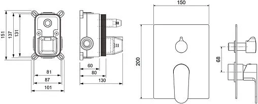 Смеситель для ванны скрытого монтажа Aquatek Оберон чёрный матовый AQ1246MB
