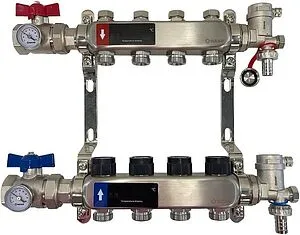 Группа коллекторная без расходомеров 4 отвода 1&quot;в/в x ¾&quot;ек WAAG WG.588.0604.F, 1