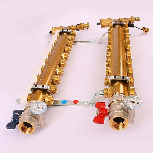 Группа коллекторная без расходомеров 10 отводов 1&quot;в/в x ¾&quot;ек Tiemme 3870036