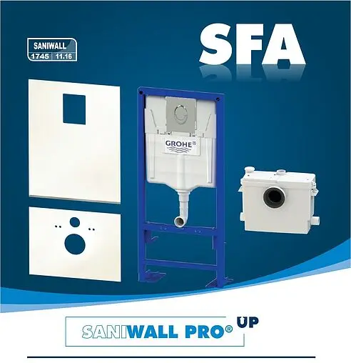 Инсталляция для унитаза с канализационным насосом SFA Saniwall Pro UP Инсталляция для унитаза с канализационным насосом SFA Saniwall Pro UP