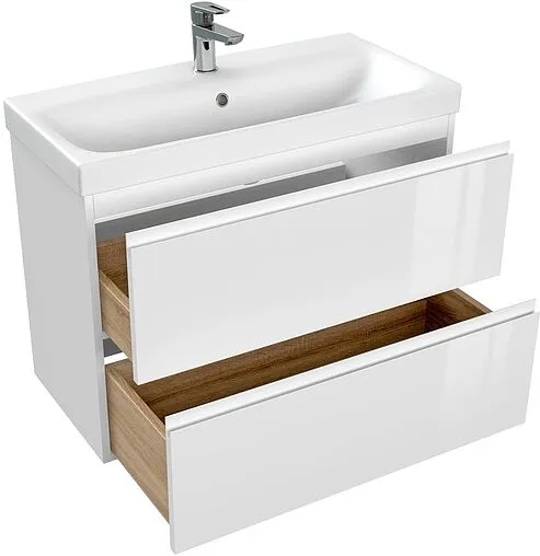 Тумба-умывальник подвесная Cersanit Moduo Slim 80 белый 64126+S-UM-MOD80SL/1