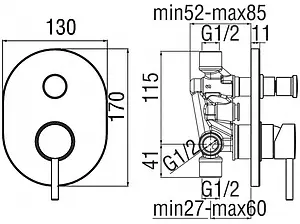 Смеситель для ванны скрытого монтажа Nobili Acquerelli хром AQ93100CR, 2