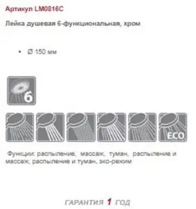 Лейка ручного душа Lemark хром LM0816C Лейка ручного душа Lemark хром LM0816C, 2