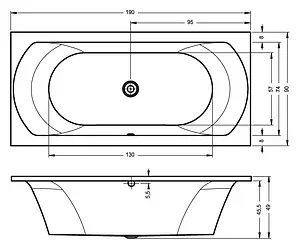 Ванна акриловая Riho LIMA 190x90 B053001005, 3