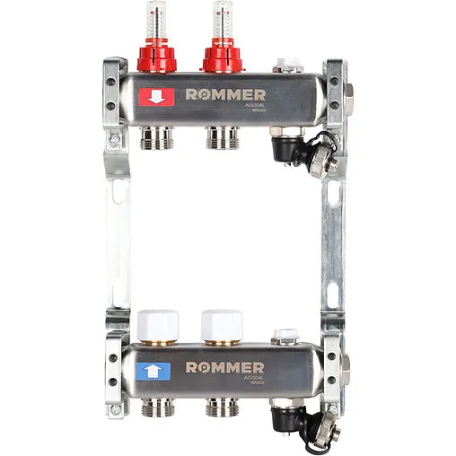 Группа коллекторная с расходомерами 2 отвода 1&quot;в/в x ¾&quot;ек Rommer RMS-1201-000002