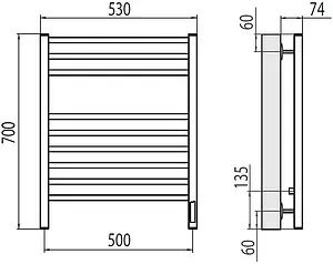 Полотенцесушитель электрический лесенка Terminus Ватикан П9 500х700 электро sensor quick touch полированная сталь 4670078526229, 2