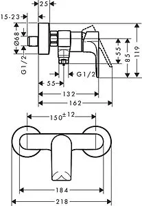 Смеситель для душа Hansgrohe Rebris E хром 72650000 Смеситель для душа Hansgrohe Rebris E хром 72650000, 2
