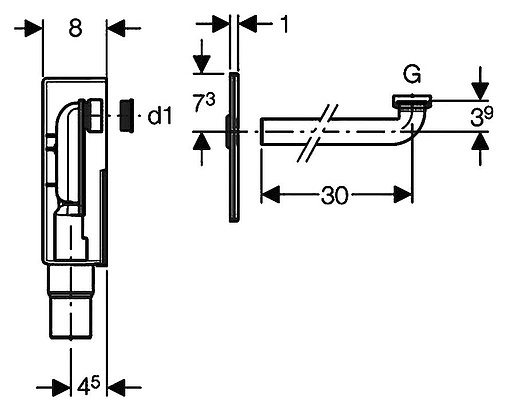 Сифон внутристенный для раковины Geberit хром 151.120.21.1