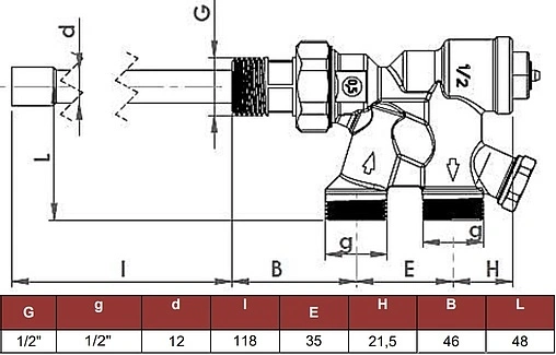 Узел нижнего подключения терморегулирующий одноточечный ½&quot;н/н / зонд Comap 444604