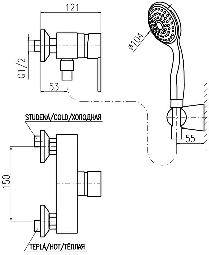 Смеситель для душа Rav Slezak Zambezi хром ZA081.5/2
