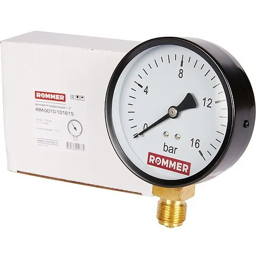 Манометр радиальный Rommer 100 мм 16 бар ½&quot; RIM-0010-101615
