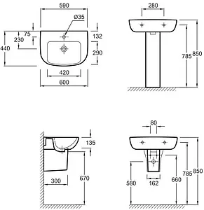 Раковина Jacob Delafon Odeon Up 60 белый E4700-00 Раковина Jacob Delafon Odeon Up 60 белый E4700-00, 2