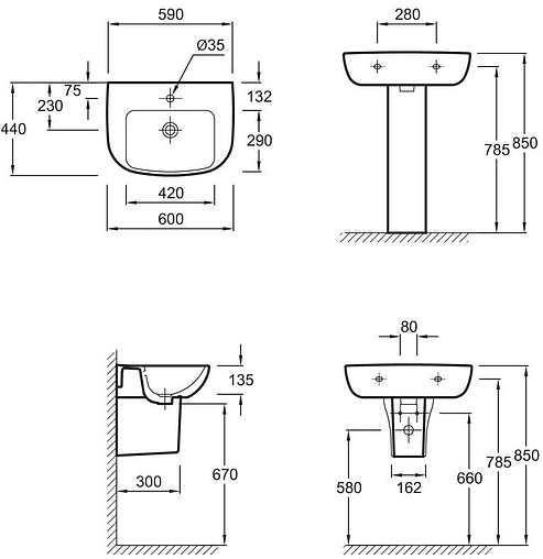 Раковина Jacob Delafon Odeon Up 60 белый E4700-00