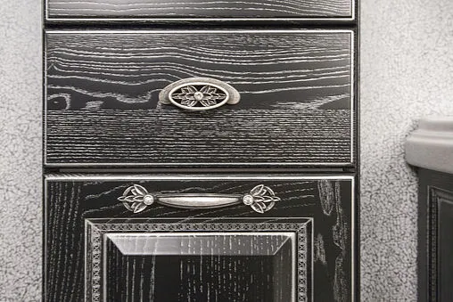 Шкаф-пенал напольный Aquaton Жерона 35 L черное серебро 1A158903GEM5L