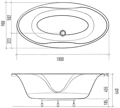 Ванна акриловая Eurolux Taho 180х90 E4018090036 Ванна акриловая Eurolux Taho 180х90 E4018090036