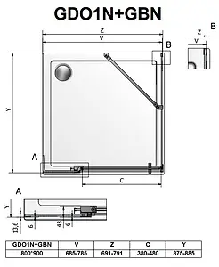 Душевое ограждение 800x900мм прозрачное стекло Roltechnik Elegant Neo Line GDO1N+GBN/800*900 188-8000000-00-02+189-9000000-00-02 Душевое ограждение 800x900мм прозрачное стекло Roltechnik Elegant Neo Line GDO1N+GBN/800*900 188-8000000-00-02+189-9000000-00-02, 2