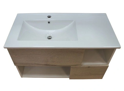 Тумба-умывальник подвесная Comforty Ганновер 90 дуб дымчатый/белый