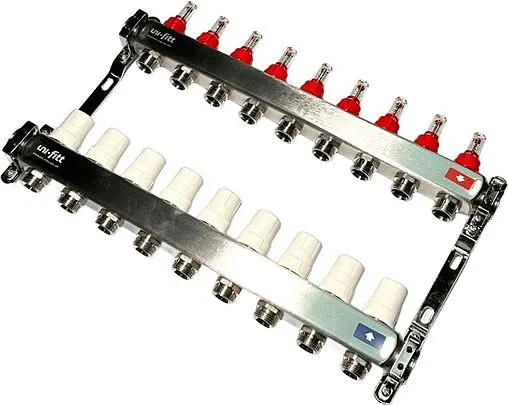 Группа коллекторная с расходомерами 9 отводов 1&quot;в/в x ¾&quot;ек Uni-fitt OPTIMAL 450B4309.RU